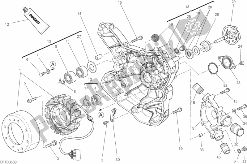Toutes les pièces pour le Couvercle De Crnkcse Côté Pompe à Eau du Ducati Diavel FL Thailand-Brasil 1200 2015